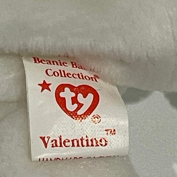 Ty Beanie Babies Valentino the Teddy Bear 1994 - White With Tag - Picture 6 of 6